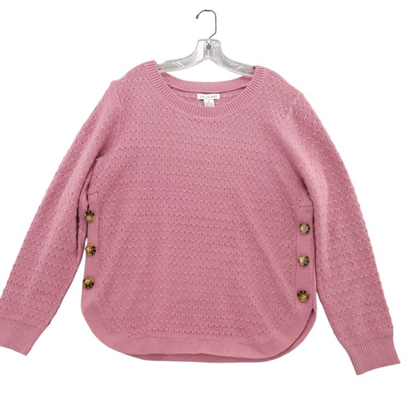 hasting & smith‎ Button Accent Sweater Knit Pullover Top Pink XL - Picture 1 of 7